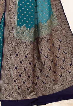 Banarasi Pure Crepe Silk Saree in Teal Blue