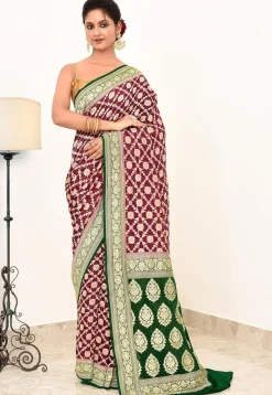 Banarasi Pure Crepe Silk Saree in Magenta