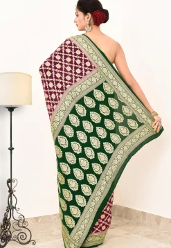 Banarasi Pure Crepe Silk Saree in Magenta