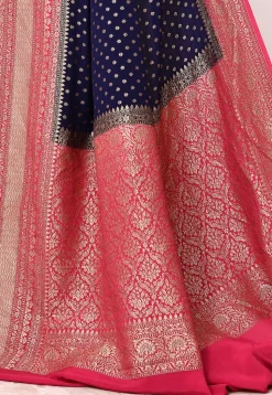 Banarasi Pure Crepe Silk Saree in Navy Blue