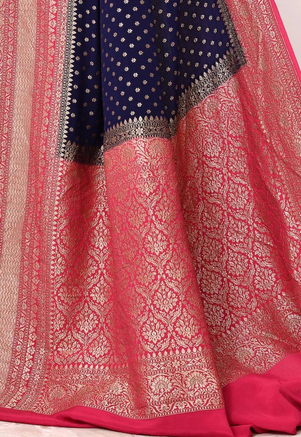 Banarasi Pure Crepe Silk Saree in Navy Blue