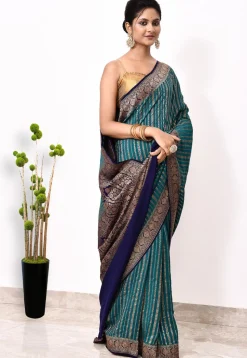 Banarasi Pure Crepe Silk Saree in Teal Blue
