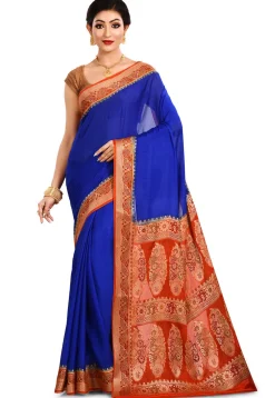 Banarasi Pure Georgette Silk Saree in Royal Blue