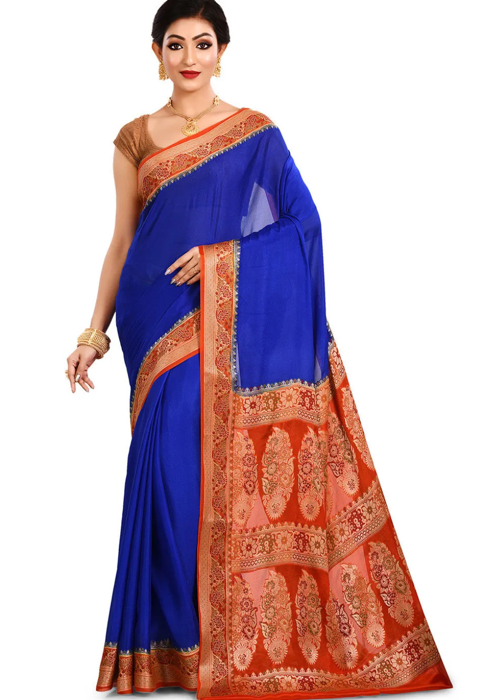 Banarasi Pure Georgette Silk Saree in Royal Blue