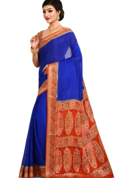 Banarasi Pure Georgette Silk Saree in Royal Blue