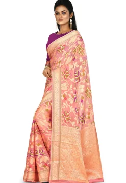 Banarasi Pure Georgette Silk Saree in Peach