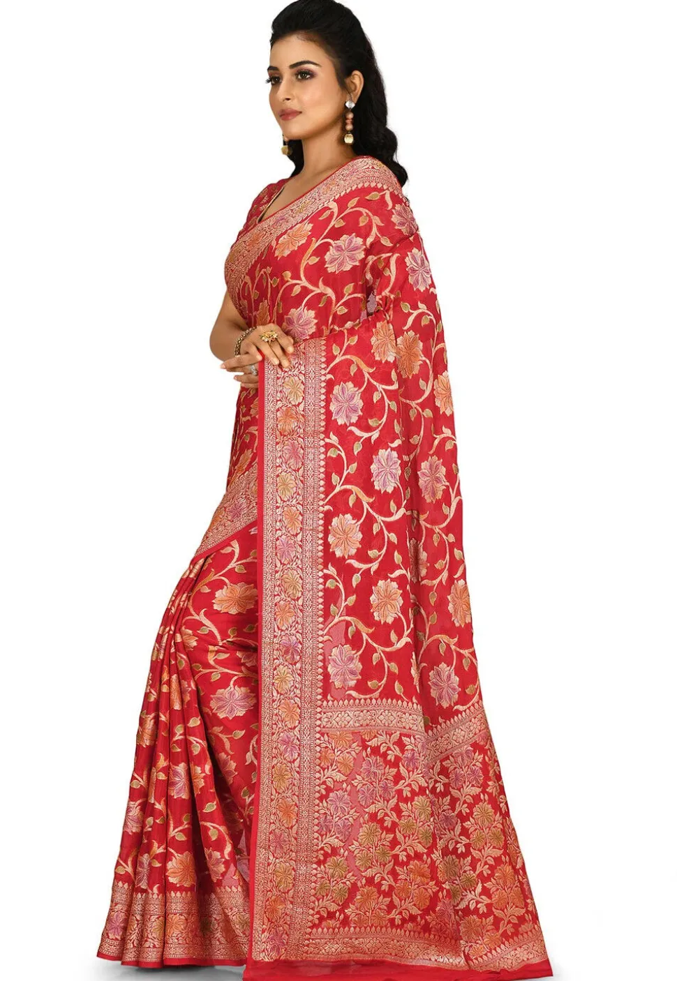Banarasi Pure Georgette Silk Saree in Red