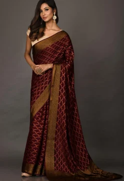 Banarasi Pure Georgette Saree in Wine
