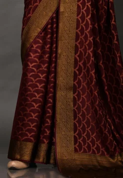 Banarasi Pure Georgette Saree in Wine