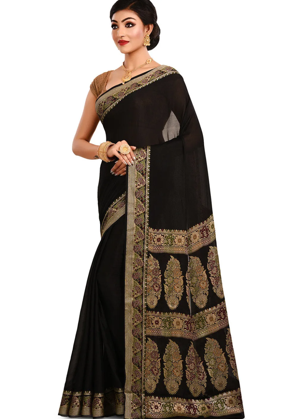 Banarasi Pure Georgette Silk Saree in Black