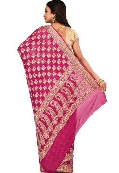 Banarasi Pure Georgette Silk Saree in Magenta