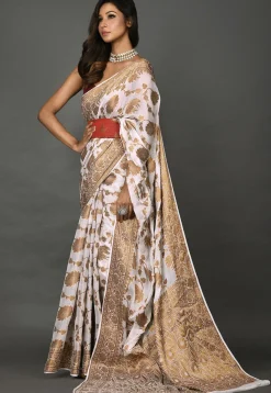 Banarasi Pure Georgette Saree in White
