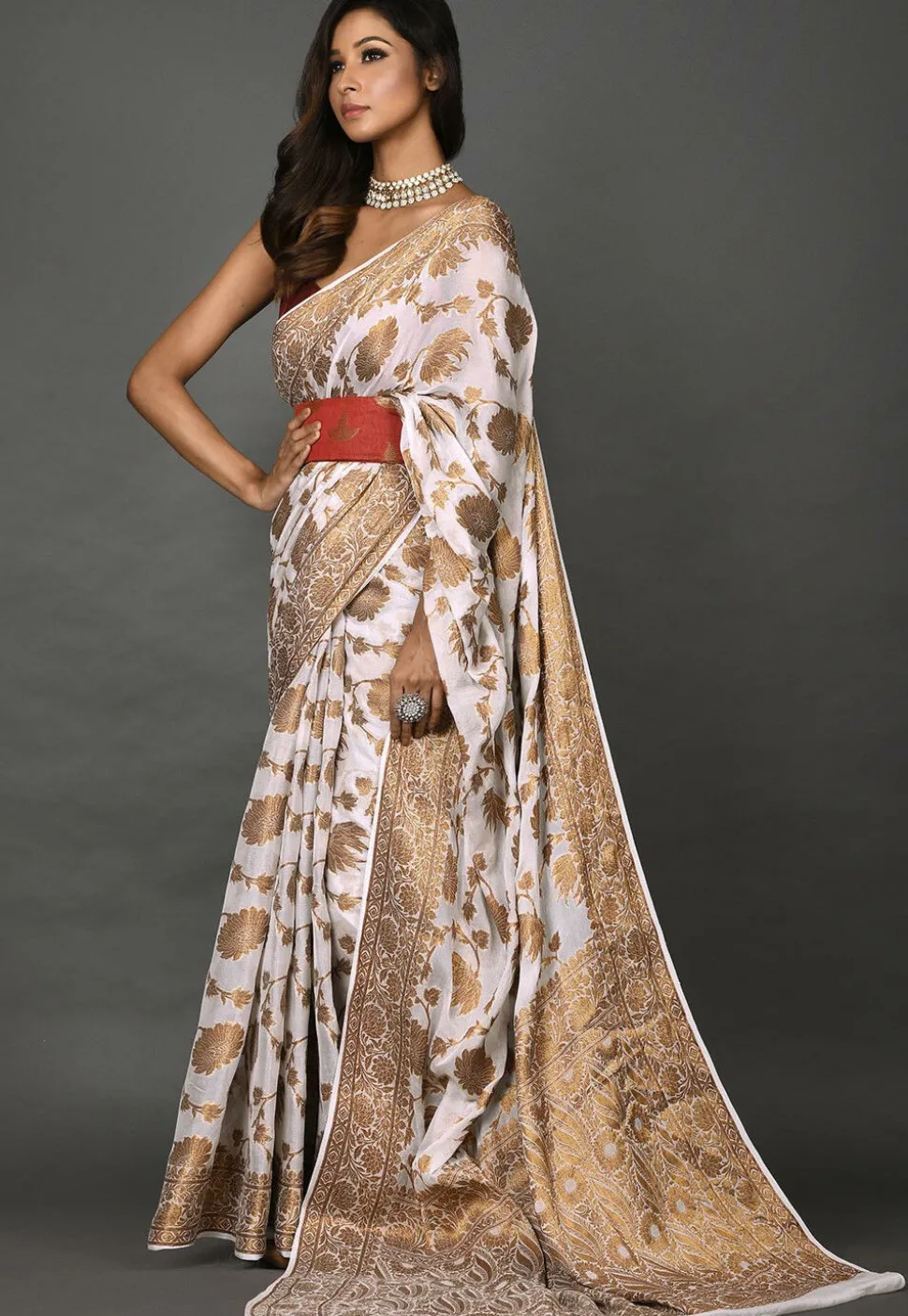 Banarasi Pure Georgette Saree in White