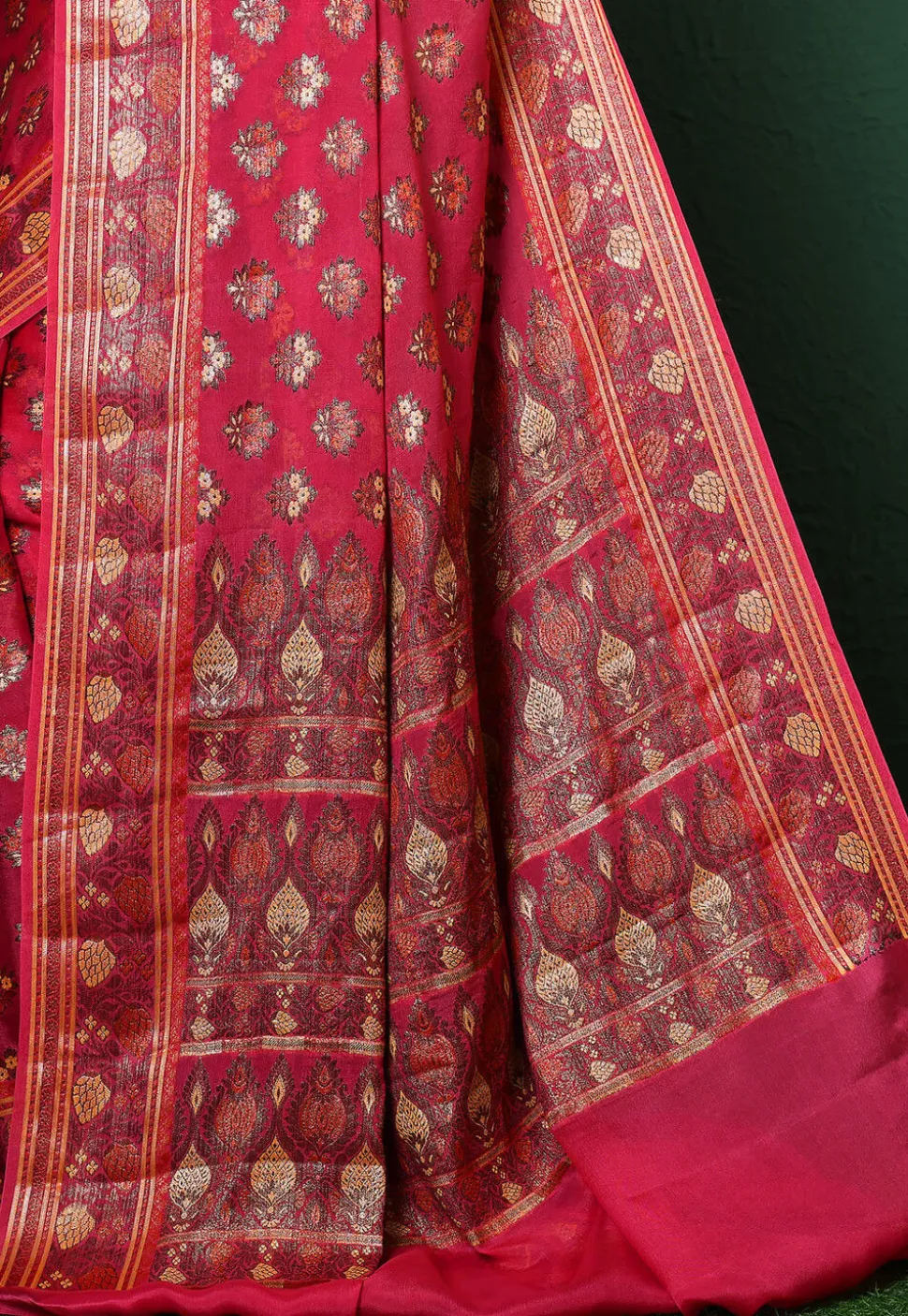 Banarasi Pure Georgette Silk Saree in Coral Pink