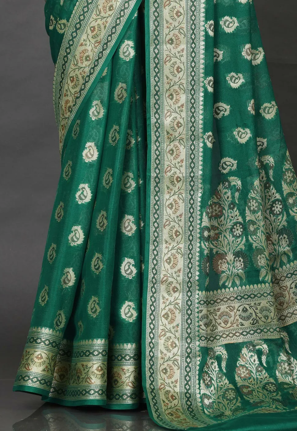Banarasi Pure Georgette Saree in Teal Green