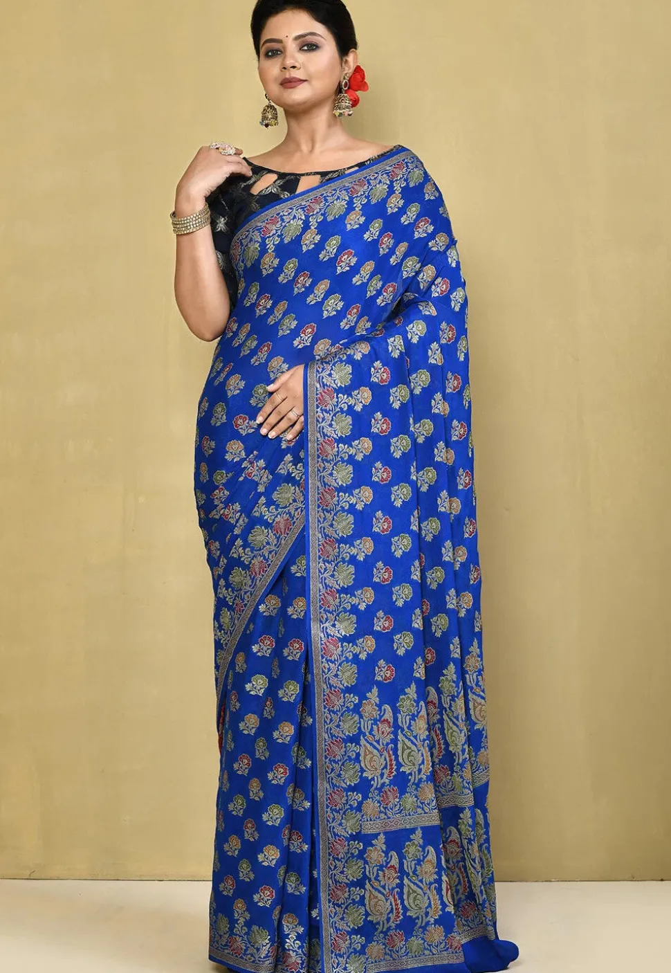 Banarasi Pure Georgette Saree in Royal Blue