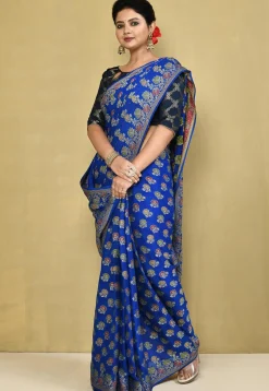 Banarasi Pure Georgette Saree in Royal Blue