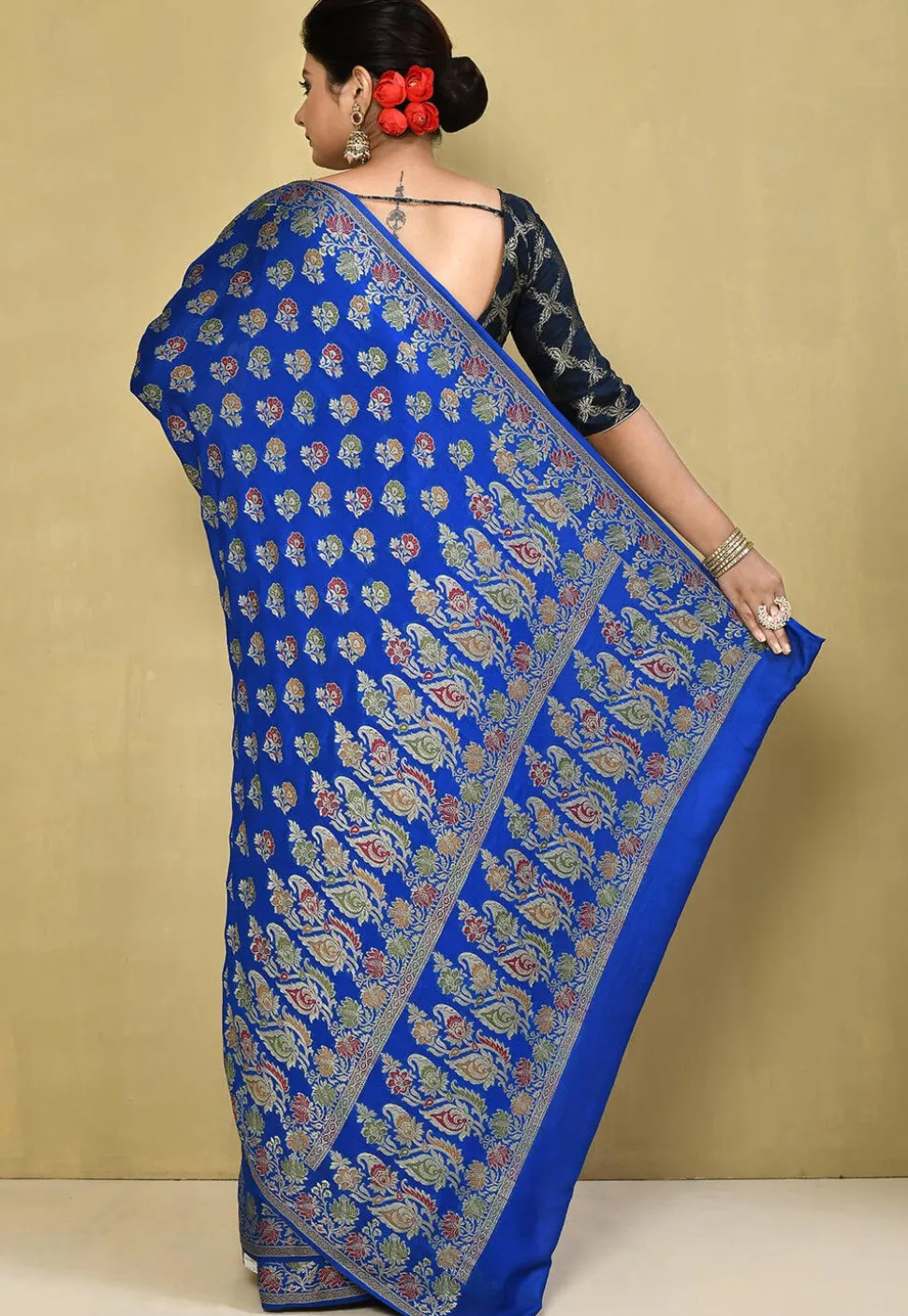 Banarasi Pure Georgette Saree in Royal Blue