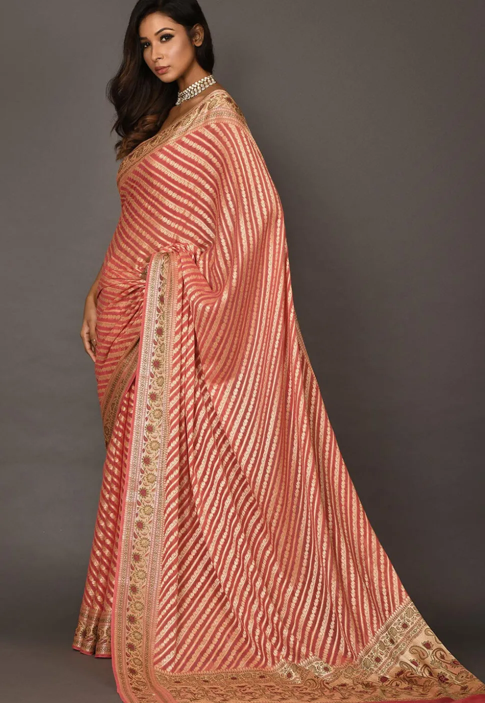 Banarasi Pure Georgette Saree in Peach