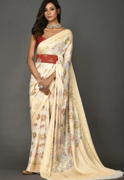 Banarasi Pure Georgette Saree in Off White
