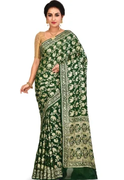 Banarasi Pure Georgette Silk Saree in Green
