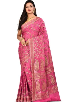 Banarasi Pure Georgette Silk Saree in Dark Pink