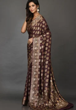 Banarasi Pure Georgette Saree in Wine