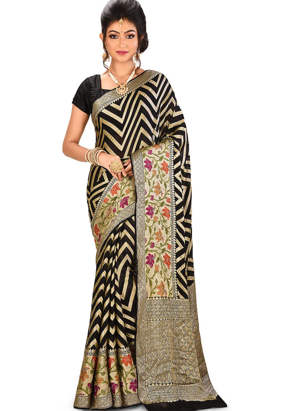 Banarasi Pure Georgette Silk Saree in Beige