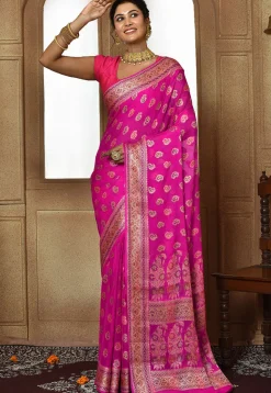 Banarasi Pure Georgette Silk Saree in Pink