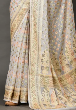Banarasi Pure Georgette Saree in White