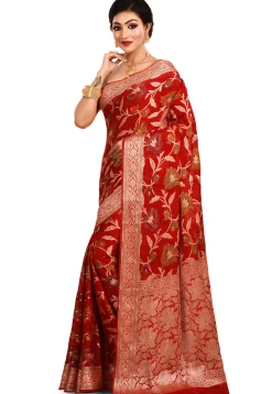 Banarasi Pure Georgette Silk Saree in Red