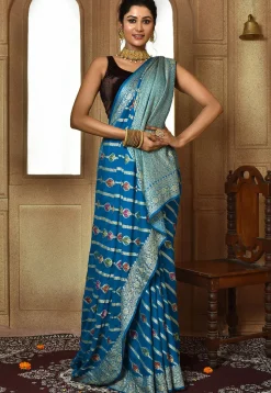 Banarasi Pure Georgette Silk Saree in Blue