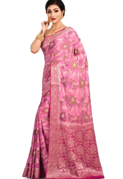 Banarasi Pure Georgette Silk Saree in Pink