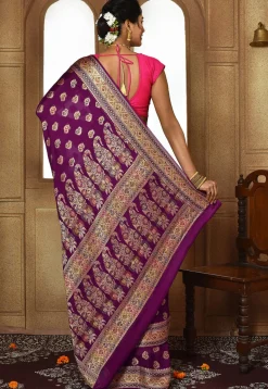 Banarasi Pure Georgette Silk Saree in Purple