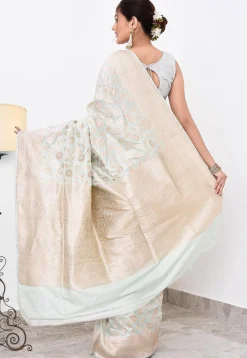 Banarasi Pure Katan Silk Handloom Saree in Grey