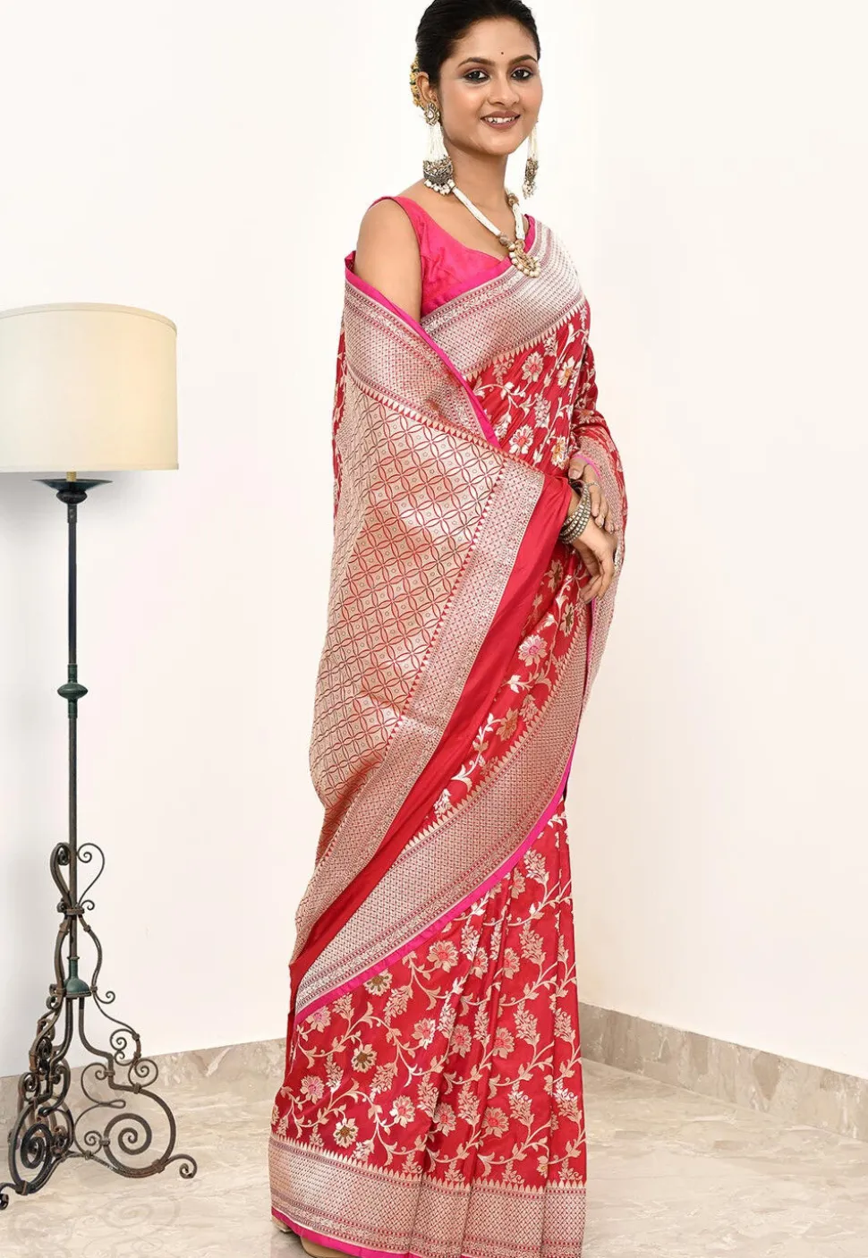 Banarasi Pure Katan Silk Handloom Saree in Red