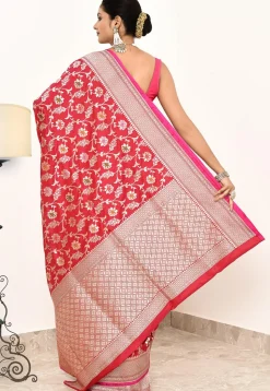 Banarasi Pure Katan Silk Handloom Saree in Red