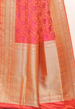 Banarasi Pure Katan Silk Handloom Saree in Peach