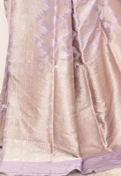 Banarasi Pure Katan Silk Handloom Saree in Light Purple