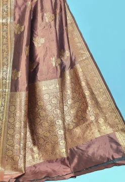Banarasi Pure Katan Silk Handloom Saree in Antique