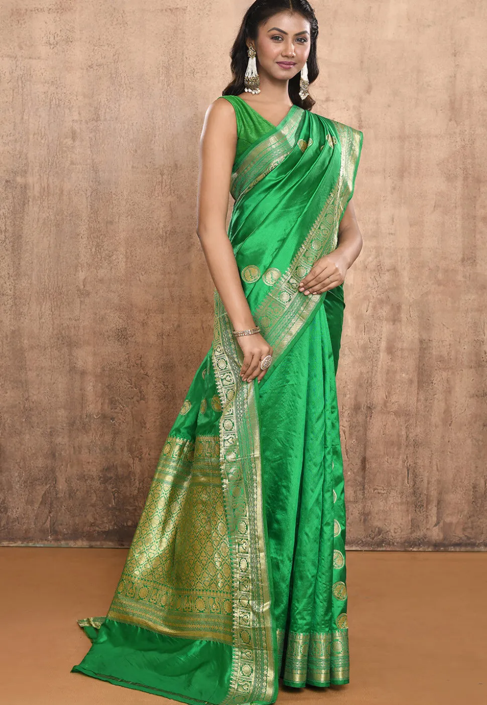 Banarasi Pure Katan Silk Handloom Saree in Green