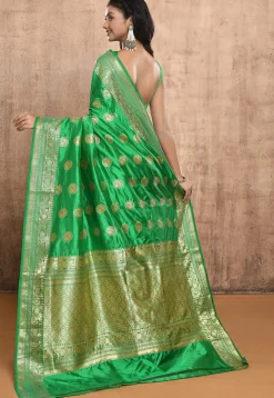 Banarasi Pure Katan Silk Handloom Saree in Green