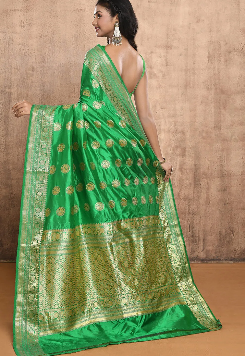 Banarasi Pure Katan Silk Handloom Saree in Green