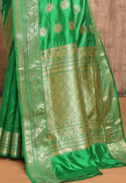 Banarasi Pure Katan Silk Handloom Saree in Green