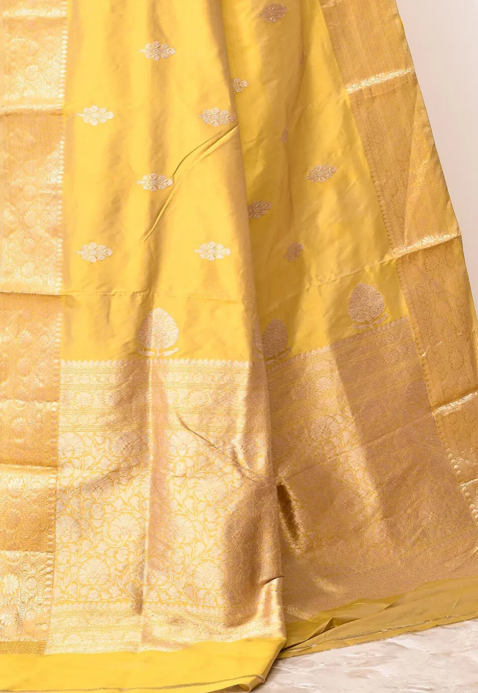 Banarasi Pure Katan Silk Handloom Saree in Mustard
