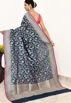 Banarasi Pure Katan Silk Handloom Saree in Blue