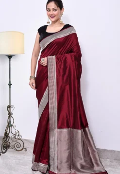 Banarasi Pure Katan Silk Handloom Saree in Maroon