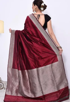 Banarasi Pure Katan Silk Handloom Saree in Maroon