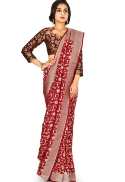 Banarasi Pure Katan Silk Handloom Saree in Red