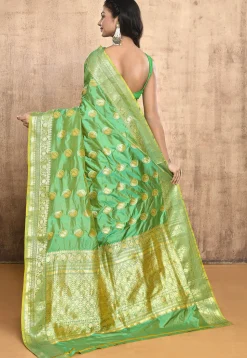 Banarasi Pure Katan Silk Handloom Saree in Green